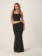 HALTER CROP TOP WITH MAXI SKIRT SET