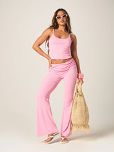 CASUAL LOUNGE OUTFIT TANK TOP AND WIDE LEG FLARE PANTS