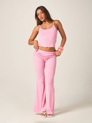 CASUAL LOUNGE OUTFIT TANK TOP AND WIDE LEG FLARE PANTS