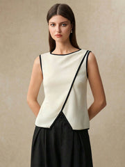 ASYMMETRIC HEM ROUND NECK TANK TOP