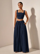 FISHBONE STRAP TOP AND WIDE LEG PANTS