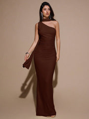 ASYMMETRIC ONE SHOULDER RUCHED BODYCON