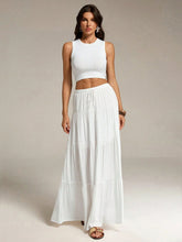 PLAIN CROPPED TANK TOP AND LONG SKIRT SET