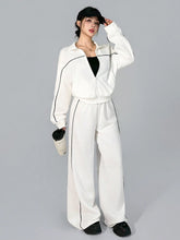 CONTRAST TRIM JACKET WITH LONG PANTS