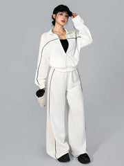 CONTRAST TRIM JACKET WITH LONG PANTS