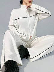 CONTRAST TRIM JACKET WITH LONG PANTS
