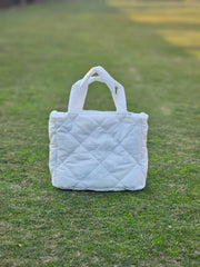 Quilted Tote Bag-Black