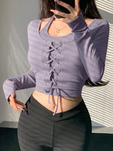 CROSS BANDAGE SLIM FIT CROPPED T-SHIRT