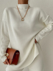 MOCK NECK RIBBED TWO-PIECE SET