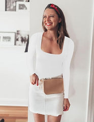 WOMEN'S SQUARE NECK FITTED TEE