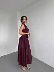 ASYMMETRIC NECK RUFFLE FLOUNCE DRESS