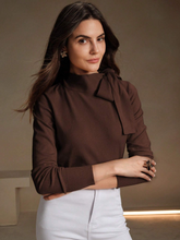 WOMEN'S ELEGANT BOWKNOT SHOULDER DESIGN SHIRT