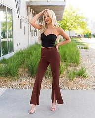 SPLIT HEM WOMEN FLARE PANTS