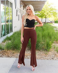 SPLIT HEM WOMEN FLARE PANTS