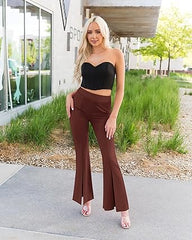 SPLIT HEM WOMEN FLARE PANTS