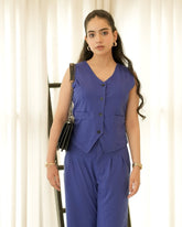 SLEEVELESS BLAZER VEST AND SUIT PANTS SET