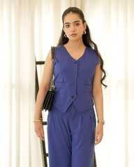 SLEEVELESS BLAZER VEST AND SUIT PANTS SET