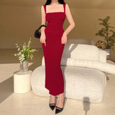 SLEEVELESS SQUARE NECK PLAIN MAXI