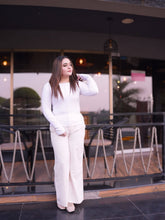 CASUAL RIBBED SLASH NECK LONG SLEEVE TOP & BOTTOM