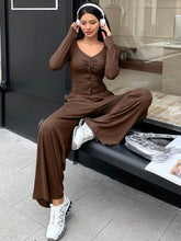 WOMEN'S SLIM FIT TOP AND WIDE LEG PANTS SET