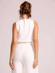 KNITTED BUTTON THROUGH VEST SUIT