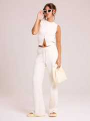 KNITTED BUTTON THROUGH VEST SUIT