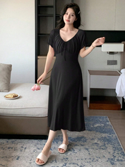 WOMEN'S FRENCH-STYLE DRAWSTRING LONG DRESS