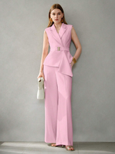 ASYMMETRICAL HEM PEAK LAPEL WAISTCOAT SUIT