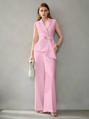 ASYMMETRICAL HEM PEAK LAPEL WAISTCOAT SUIT