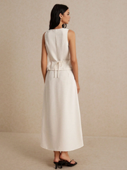 2PCS WOMEN VEST BLAZER MAXI SKIRT SET