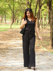 SOLID COLLARLESS V-NECK FRONT BUTTON VEST WAISTCOAT SUIT