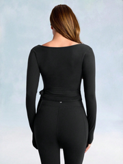 TIE-WAIST LONG SLEEVE TOP