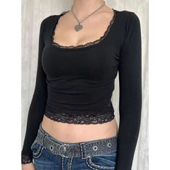 ESSNCE SUMMER SHORT LACE SPLICE TIGHT FASHION TOP