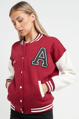 VARSITY BASEBALL UNISEX JACKET- WINE