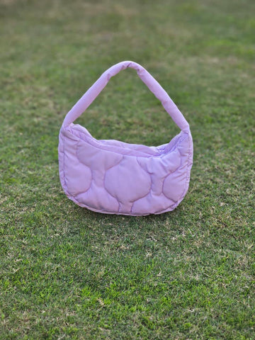 Quilted Puffer Hobo Bag Handbag for Outdoor Travel-Lilac