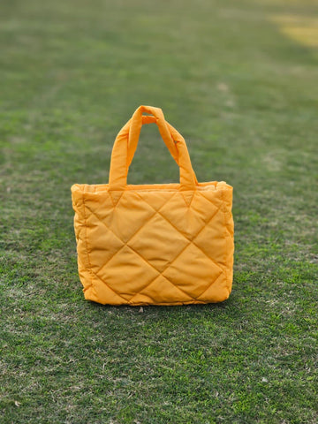 Quilted Tote Bag-Musturd