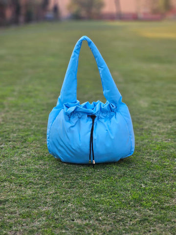 Maisy Ruched Hobo Bag-Sky Blue