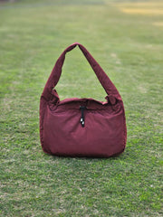 Maisy Ruched Hobo Bag-Wine