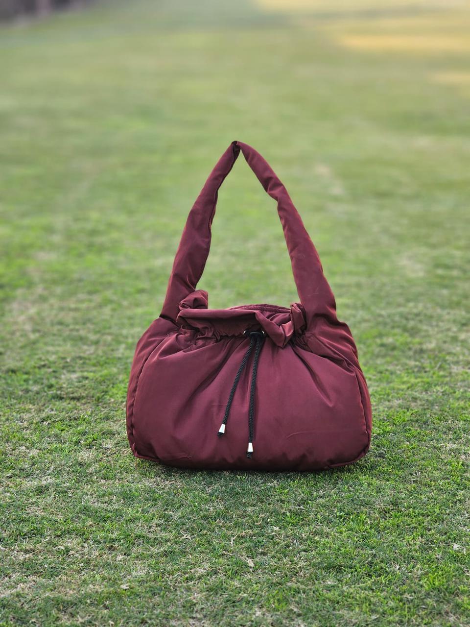 Maisy Ruched Hobo Bag-Wine