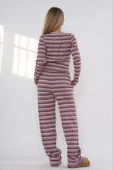 LUNA RIBBED BUTTON-DOWN LOUNGE SET
