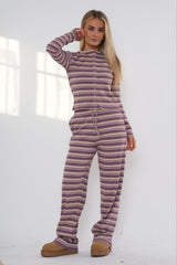 LUNA RIBBED BUTTON-DOWN LOUNGE SET
