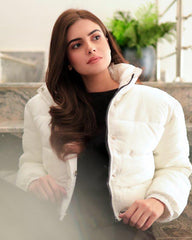 PADDED CROP PUFFER JACKET- WHITE