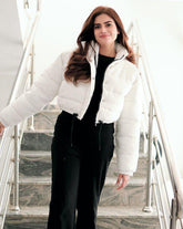 PADDED CROP PUFFER JACKET- WHITE