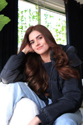 HOODED HEM DETAIL PUFFER JACKET