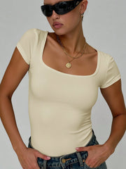 SOLID SQUARE NECK TEE