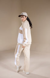 COLOR BLOCK DROP SHOULDER DRAWSTRING HEM UPPER & SWEATPANT