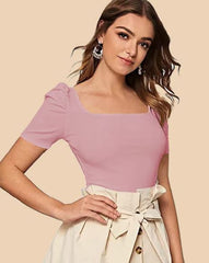 SQUARE NECK PUFF SLEEVE TEE