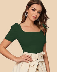 SQUARE NECK PUFF SLEEVE TEE