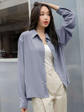 NAVY PATCH POCKET SHIRT WITH DROPPED SHOULDERS