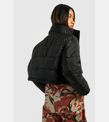 PADDED CROP PUFFER JACKET- BLACK